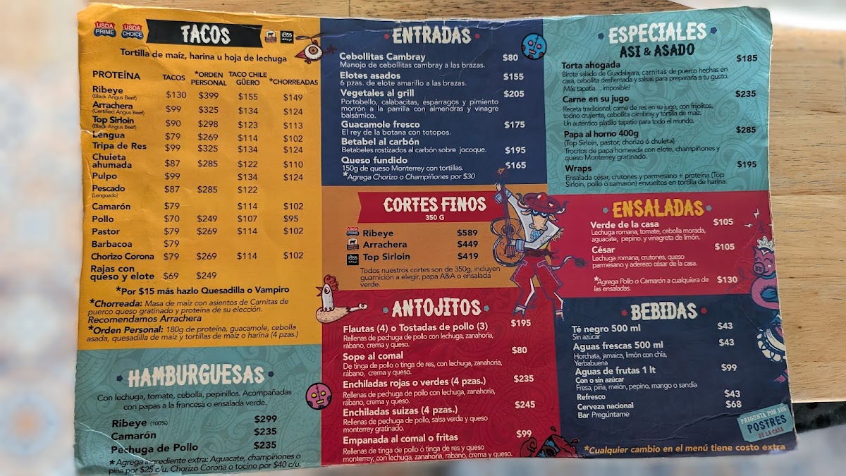 Así y Asado Menu - Image 1